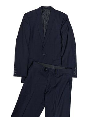 $1,2000 CALIBRE WOOL SUIT Blazer Pants Striped Blue Business Formal Mens 40R